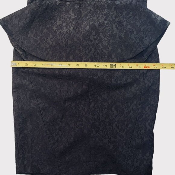 ZARA Basic Black Jacquard Pencil Sheath Dress Women Medium Peplum Cocktail Party - Picture 11 of 12